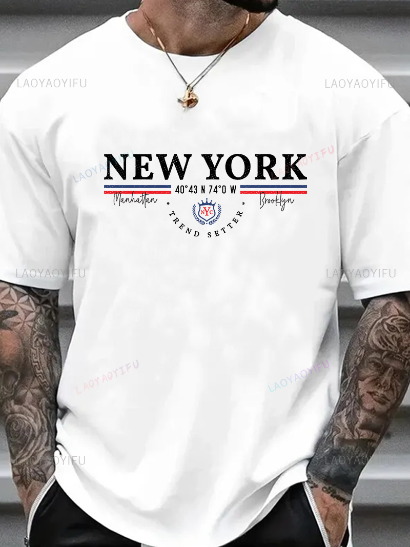 Men'S Fashion New York - 뉴욕 레터 그래픽 티 유니섹스 빈티지