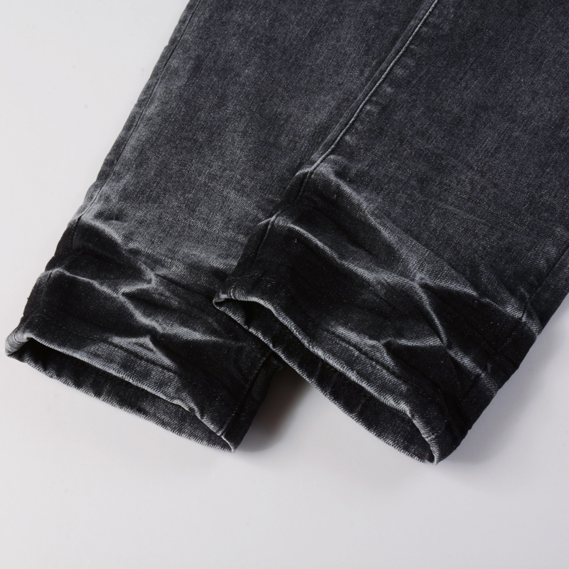Men'S Fashion Grey Jeans - Y2K 스타일 남성용 슬림핏 스트레치 청바지,