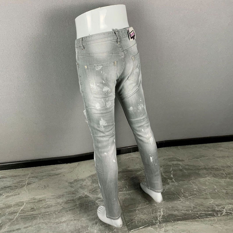 Men'S Fashion Grey Jeans - 세련된 스타일의 새로운 남성용 청바지, 찢어진