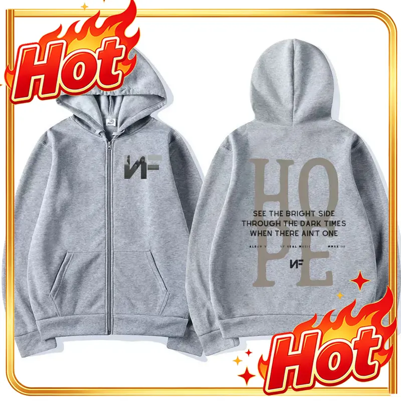 Mens Fashion Zip Up Hoodies - 래퍼 NF의 ‘호프(Hope)’ 앨범 트랙리스트가 새겨진