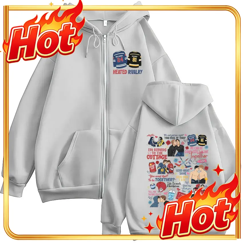 Mens Fashion Zip Up Hoodies - 히트 레이블 프린트 지퍼 후디, 남성용/여성용,