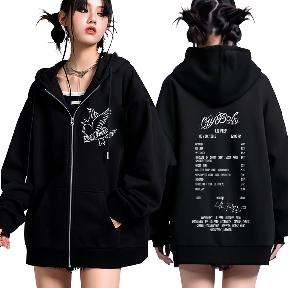 래퍼 릴 피프 크라이 베이비 앨범 그래픽 지퍼 후드티  - Mens Fashion Zip Up Hoodies 리뷰 및 가격