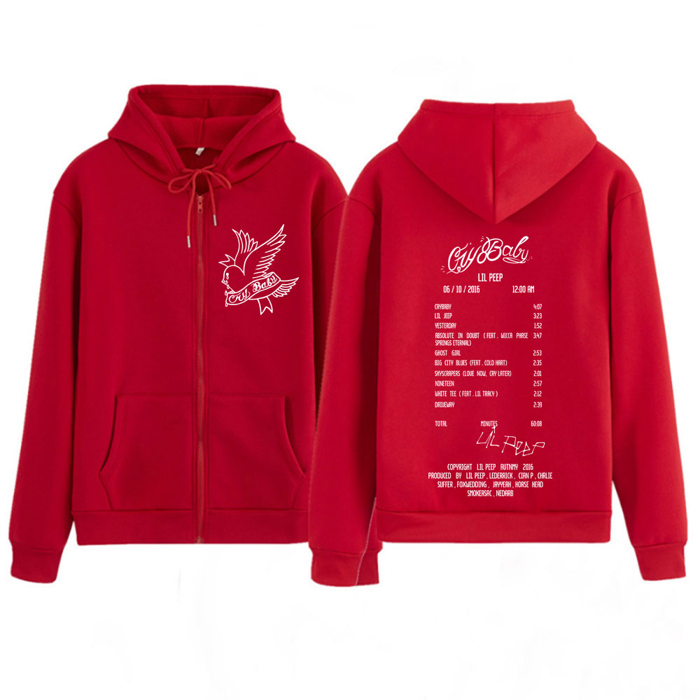 래퍼 릴 피프 크라이 베이비 앨범 그래픽 지퍼 후드티  - Mens Fashion Zip Up Hoodies 리뷰 및 가격