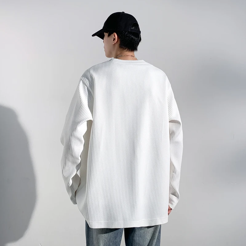 남성용 골지 니트 소재의 크루넥 긴팔 티셔츠, 단색,  - Men'S Fashion T Shirts 리뷰 및 가격