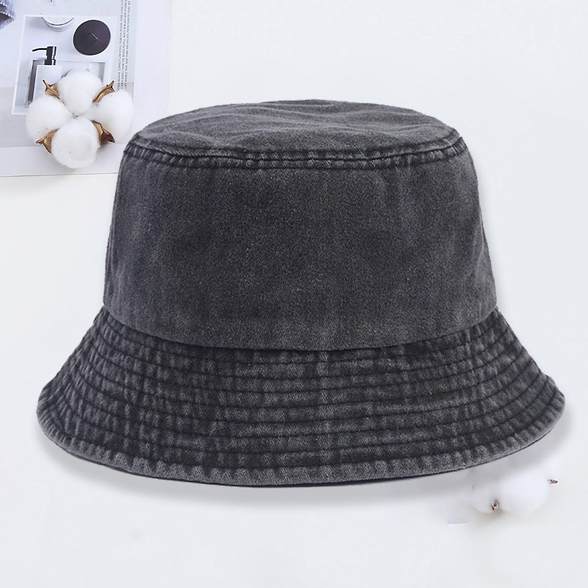 맞춤 로고가 새겨진 데님 버킷 햇, 워싱 처리된 데님  - Men'S Fashion With Hat 리뷰 및 가격