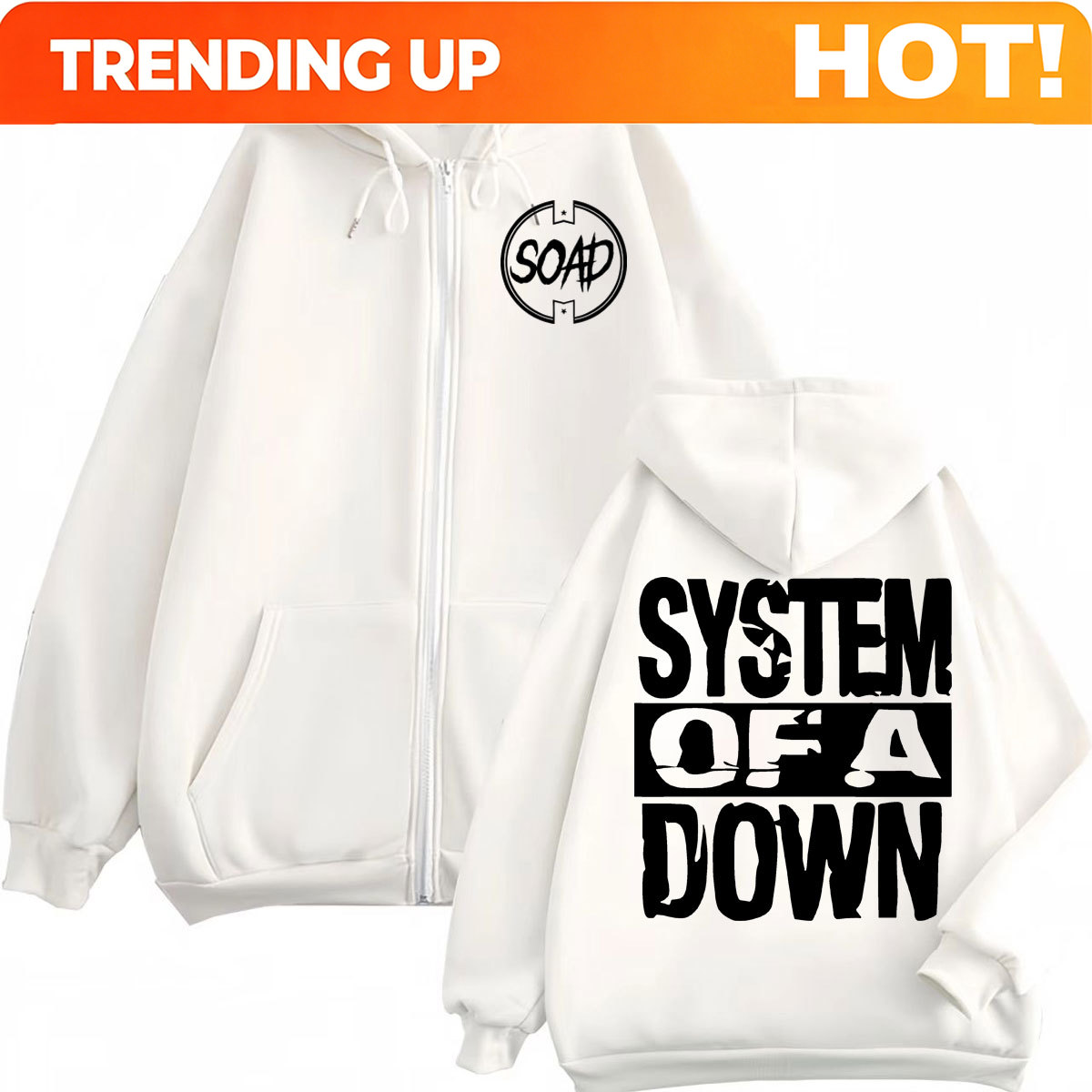 록 밴드 시스템 오브 어 다운 프린트 지퍼 후드티 고품 - Mens Fashion Zip Up Hoodies 리뷰 및 가격