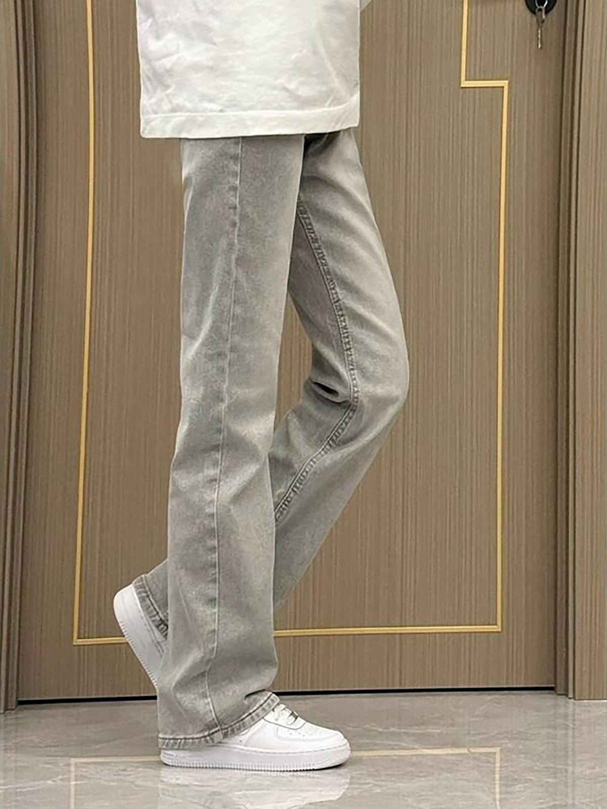 스모크 그레이 스트레이트 레그 슬림핏 남성용 워싱 빈티 - Men'S Fashion Grey Jeans 리뷰 및 가격