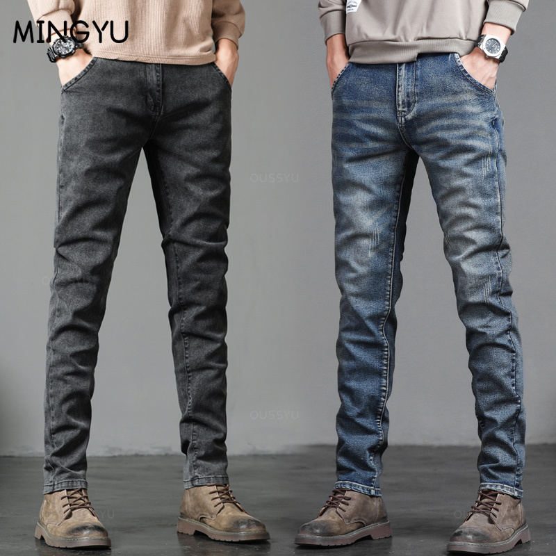 가을 겨울 코튼 남성 클래식 패션 회색 청바지 캐주얼  - Men'S Fashion Grey Jeans 리뷰 및 가격